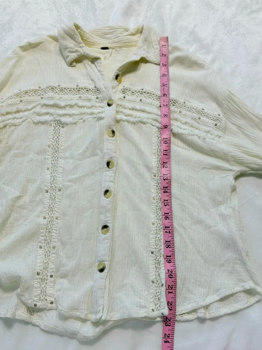Free People Cream Button-Front Blouse